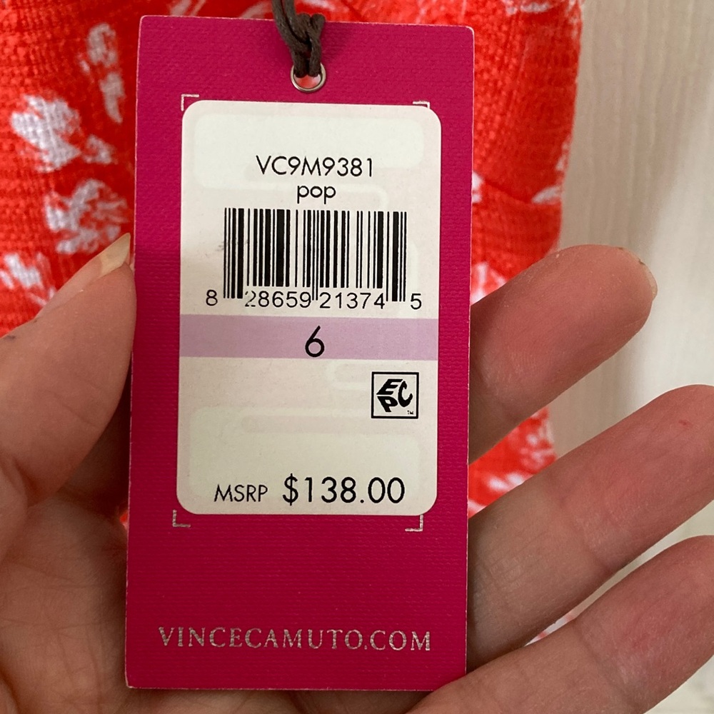 Vince Camuto Orange Floral Lace Insert Dress - Picture 4 of 9